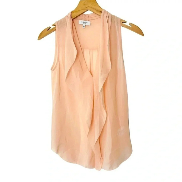 Babaton XXXS delicate 100% silk‎ pink sleeveless draped collar blouse - Picture 1 of 7